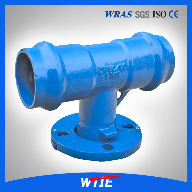 Double socket tee with loose flange branch